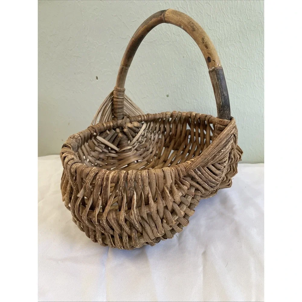 BUTTOCKS egg splint basket handmade rustic vintage primitive God's Eye 10x10x7‎